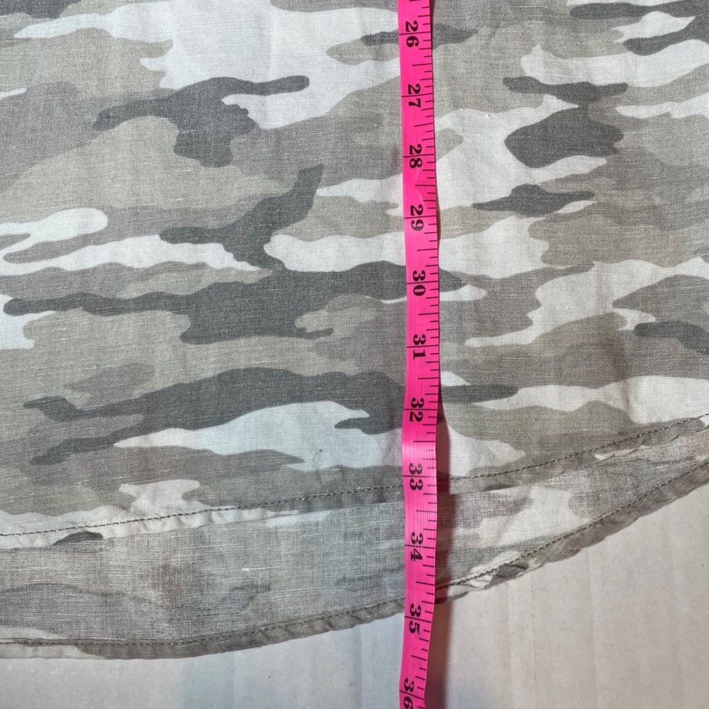 Vince Camuto Camo Print Shirt Dress Womens XS Grey Beige‎ Cotton Lyocell Relaxed - Picture 6 of 7